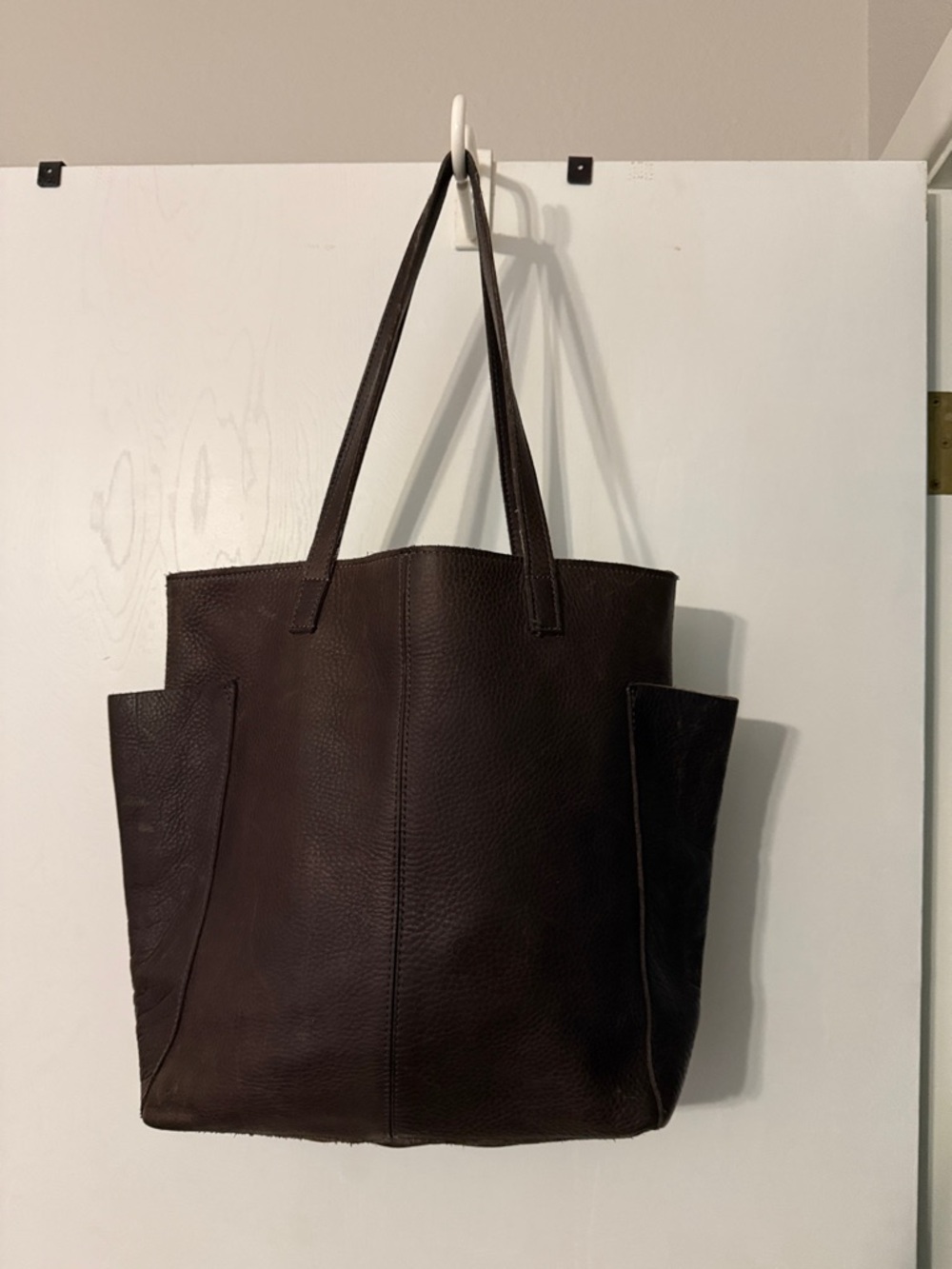 Duluth Trading Co Grey/Brown Leather Tote Bag
